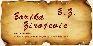 Borika Zirojević vizit kartica